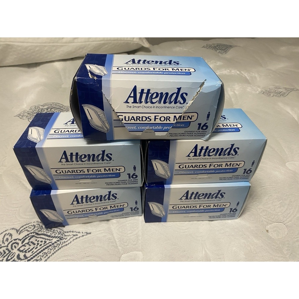 Lot Of Attends Guards For Men Incontinence Care One Size 5 Packs of 16 Each